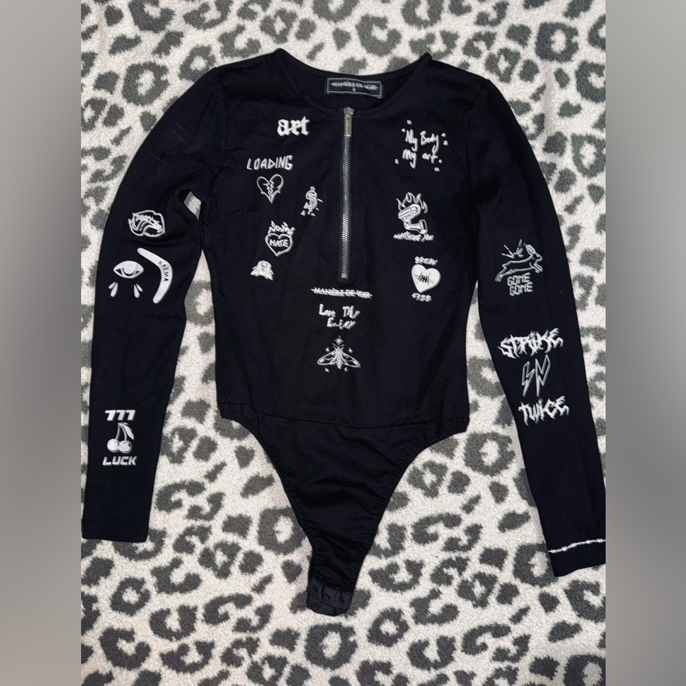 Black Graffiti Bodysuit